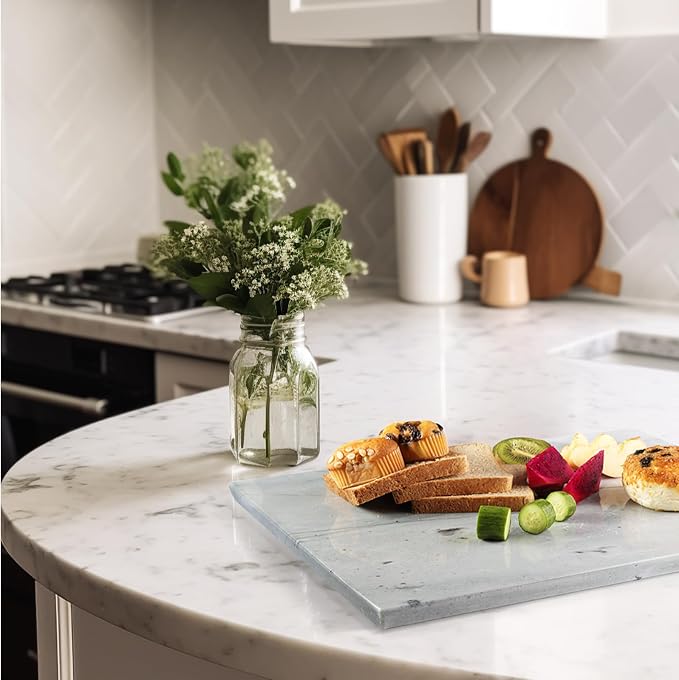 Koville Brazilian Natural Quartzite Cutting Board for Kitchen, 16x20inch Extra Large Hand Crafted Stone Slab for Cheese, Charcuterie, Pastry Board - Wedding Gift, House Warming Gift