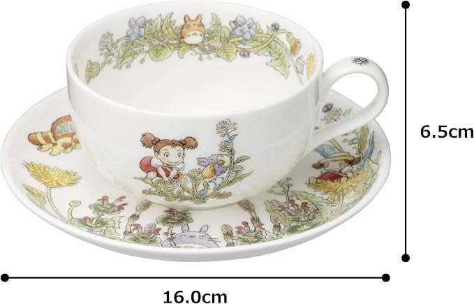 Noritake T97285A/4660-2 Milk Tea Cup & Saucer, 11.8 fl oz (325 cc), My Neighbor Totoro, Dandelion, Microwave Safe, 1 Guest, Bone China