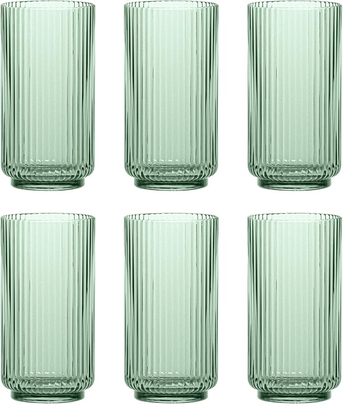 TarHong Mesa Premium Plastic Drinkware Jumbo Beverage, 22 Ounce, Sage Green, Set of 6