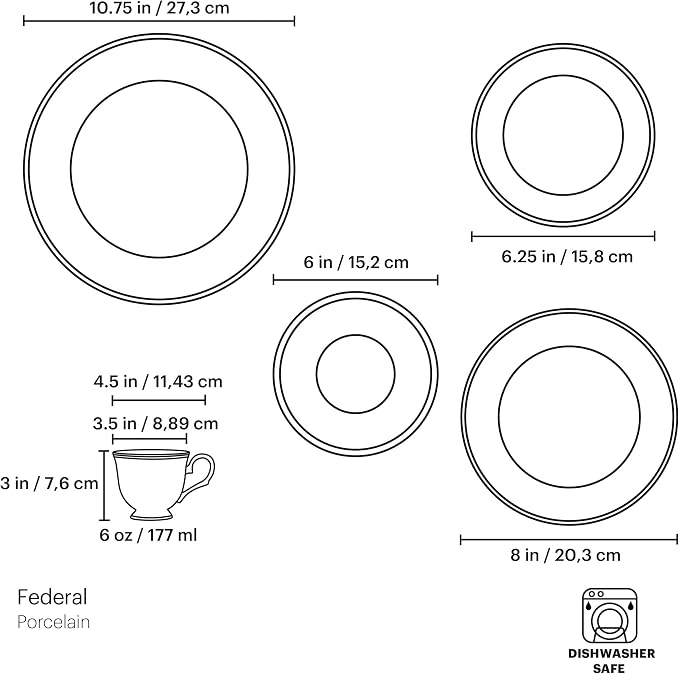 Lenox 100291602 Federal Platinum 5-Piece Place Setting