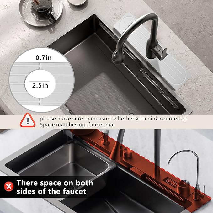 Stone Faucet Mat for Kitchen Sink, Diatomite Fast Drying Absorb Moisture Tray, Prevents Water Buildup, Durable Anti-slip Splash Guard Sink Protector (White, 15.7"x4")