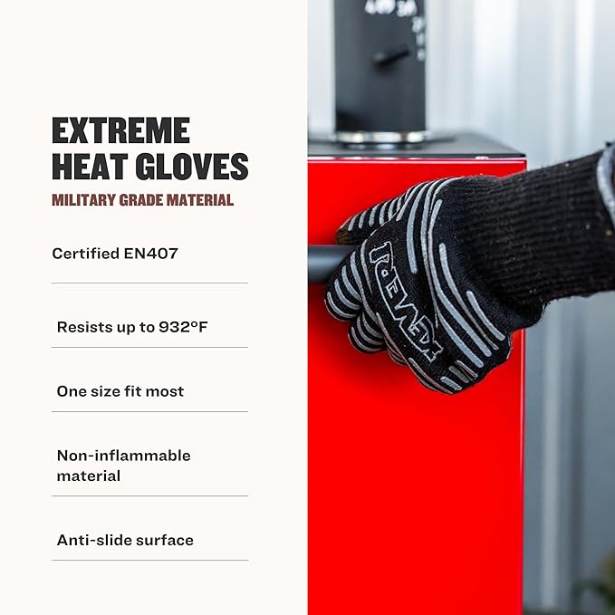 BBQ Grill Gloves, EN407 Certified — Heat Resistant up to 932°F (500°C) | Polyaramid Fiber, Non-Slip Grip, Oven & Smoker Gloves for Men & Women