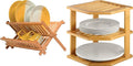 Bambüsi Bamboo Dish Drying Rack and Plate Organizer Set Bundle