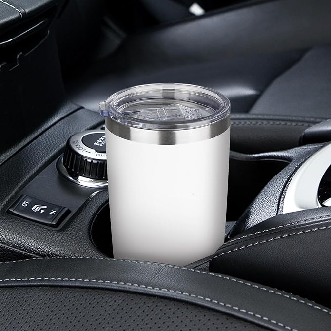 20oz Tumbler with Lid Stainless Steel Insulated Tumblers Travel Coffee Tumbler Bulk Double Wall Vacuum Insulated Water Cup Gifts for Christmas Women Men Her Him Home Office(White, 6pack)