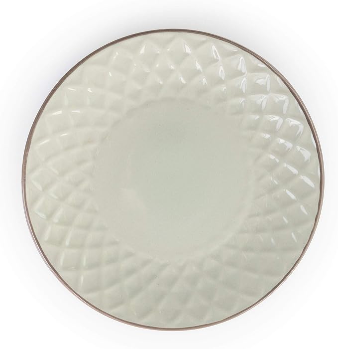 Elama Round Stoneware Collection Dinnerware Dish Set, 16 Piece, Slate and Pearl