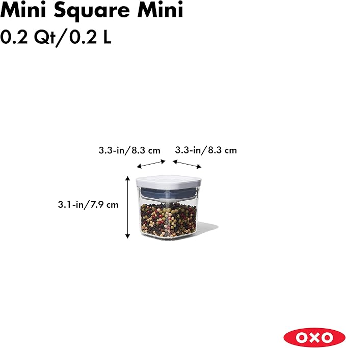 OXO Good Grips 4-Piece Mini POP Container Set Good Grips POP Container – Airtight 1.7 Qt for Coffee and More Food Storage, Rectangle, Clear