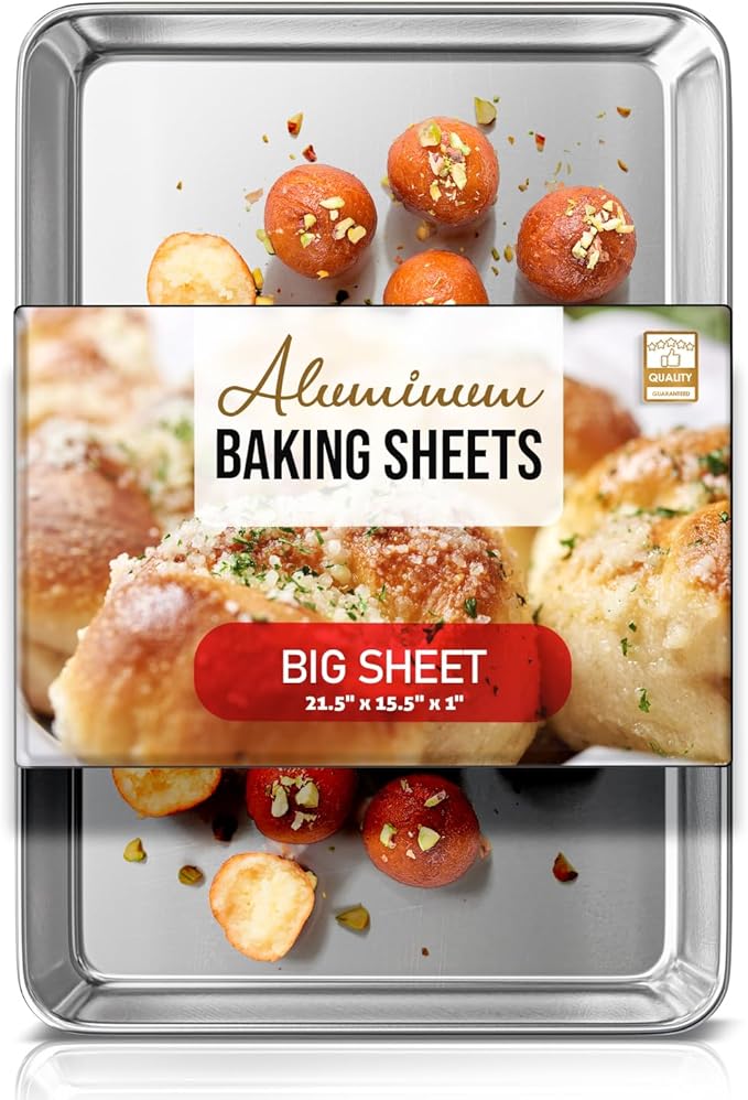 Eatex Aluminum Baking Sheet, Steel Cookie Sheet, 21” x 15” Large Baking Pan, Warp Resistant Cookie Sheets for Baking Nonstick, Baking Sheets for Oven, Big Sheet Pans for Baking, Non-Stick Baking Sheet