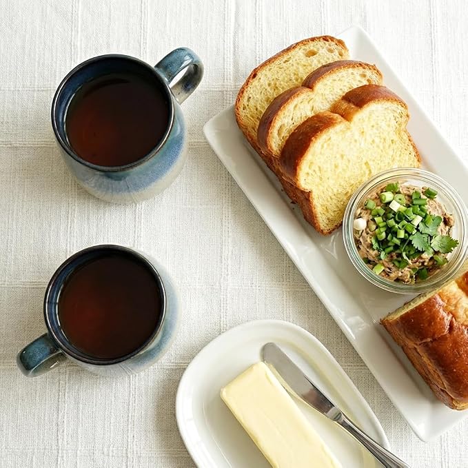 Bosmarlin Ceramic Coffee Mug Set of 4, 17 Oz, Coffee Cups with Big Handle, Microwave and Dishwasher Safe (Deep Blue)