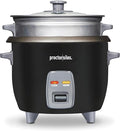 Proctor Silex Rice Cooker & Food Steamer, 6 Cups Cooked (3 Cups Uncooked), Includes Steam and Rinsing Basket, Black (37510)