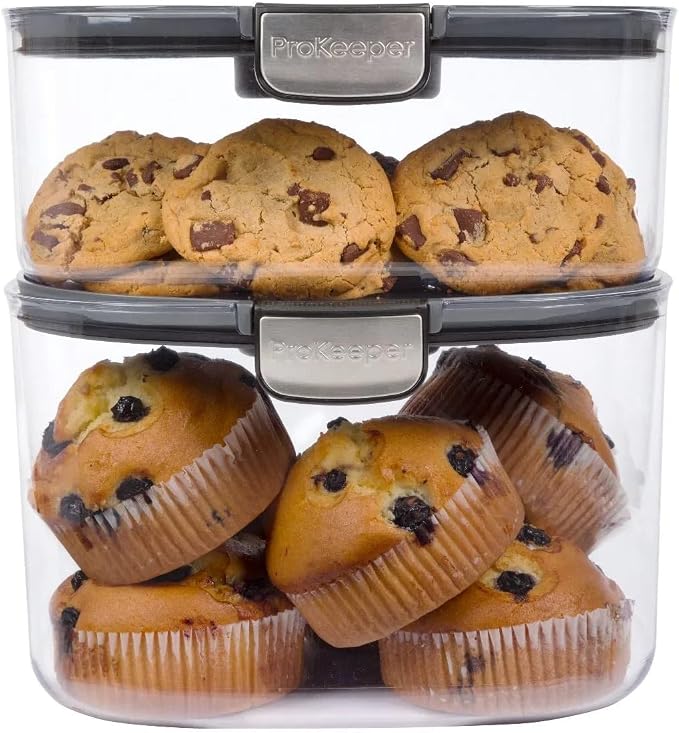 Progressive ProKeeper International Airtight Food Storage Container with Terracotta Disk for Freshness, Stackable & Dishwasher Safe, Ideal for Cookies, Baked Goods, & More, 3 & 5 Quart Set