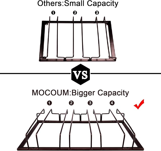 MOCOUM Wine Glasses Rack Under Cabinet Stemware Rack, Wine Glass Hanger Rack Wire Wine Glass Holder Storage Hanger for Cabinet Kitchen Bar (Brown, 4 Rows 1 Pack)