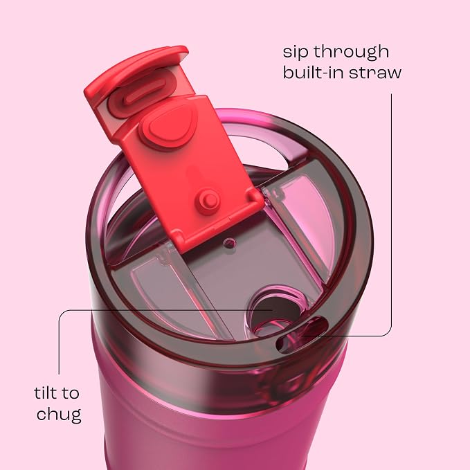 bubba 18 oz Dualsip Insulated Stainless Steel Water Bottle with Straw - Reusable, Leakproof, Lightweight, Dishwasher Safe, Lead-Free and BPA-Free, Flora Aura
