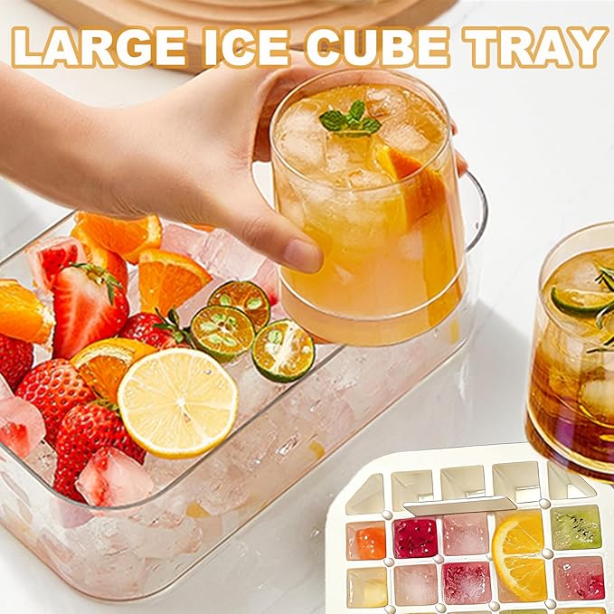 Mini Ice Cube Trays with Lids, Making 100 pcs ice Cube Trays for Freezer for Chilling Cocktail Whiskey Coffee Include 2 Trays and Storage Container, BPA Free, Press Easy Release