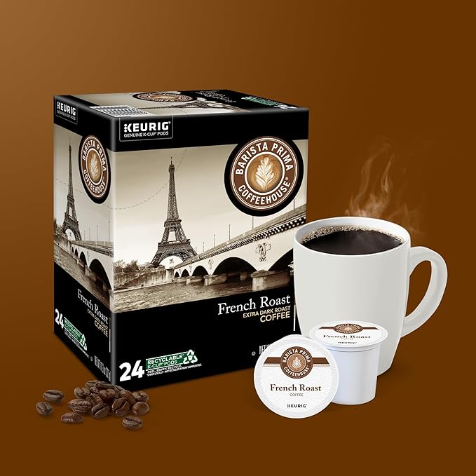 Barista Prima Coffeehouse, French Roast Keurig Single Serve K-Cup Pods, 96 Count