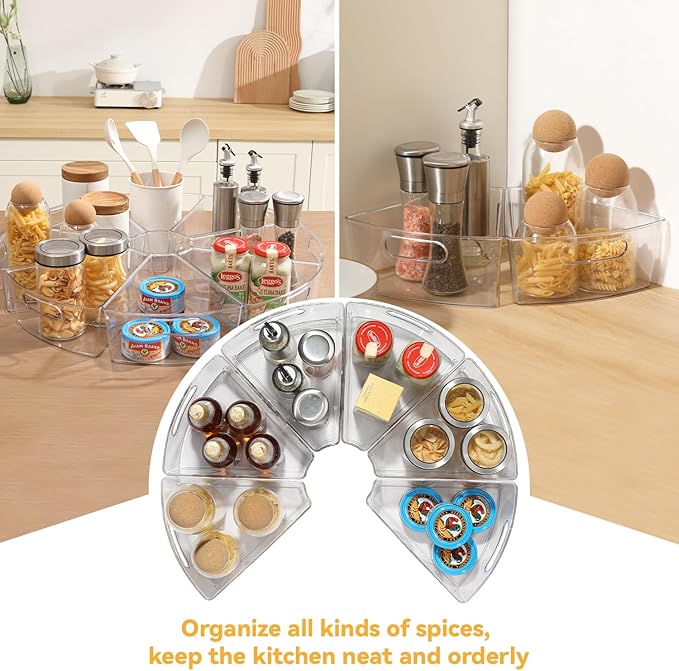 Lazy Susan Cabinet Organizer Corner Cabinet Organizer for 26" Diameter Plastic Kitchen Storage Bins 6 Pack