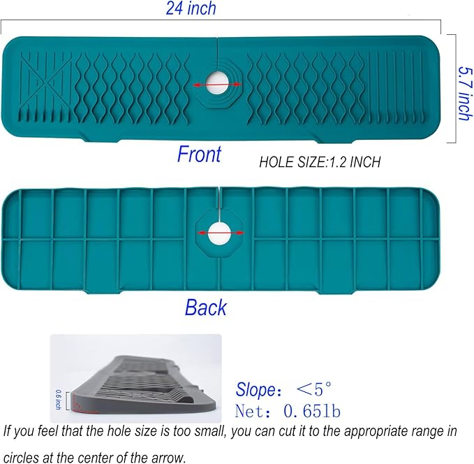 24inch Kitchen Sink Splash Guard Green Draining Mat Dish Drying Mats Sponge Holder and Bathroom Countertop Protect Kitchen Sink Splatter Screen Faucet Splash Guard Faucet Air Drying Mat