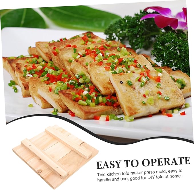 HEALLILY Wooden Tofu Press Mold Handheld Presser Tool 100% Natural Cedar Wood DIY Tofu Maker for Homemade Firm for Kitchen Use