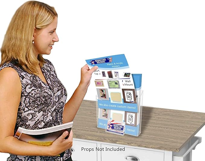 Marketing Holders 8 1/2”W Magazine Holder Catalog Pamphlet Value Pack of 12 Organizer Circular Journal Newsletter Document with Attached Business Card Pocket Wall Mount or Countertop