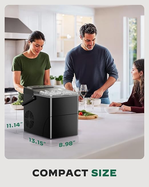 Silonn Countertop Ice Maker, Ice Makers Countertop with 2.5L Expandable Ice Basket & 1.8L Water Tank, 26Lbs/24H, 9 Bullet Ice in 6 Mins, Self-Cleaning, 2 Ice Sizes for Home Kitchen
