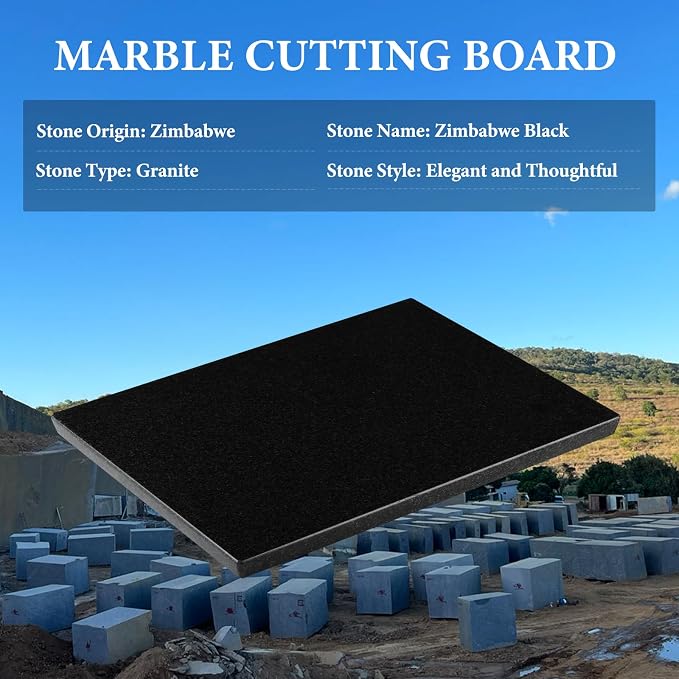 Koville African Natural Granite Cutting Board for Kitchen, 16x12inch Large Hand Crafted Stone Cutting Board for Cheese, Charcuterie, Pastry Board - Wedding Gift, House Warming Gift