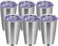 VEGOND 20oz Tumbler with Lid and Straw Stainless Steel Tumbler Cup Bulk Vacuum Insulated Double Wall Travel Coffee Mug Powder Coated Coffee Cup, Stainless, 6 Pack
