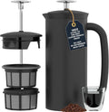 ESPRO Pro P7 French Press Stainless Steel 304 – Patented Double Walled Micro-Filter Insulated French Press Coffee Maker, Grit-Free Brew - Heat Resistant BPA Free - Matte Black - 18oz