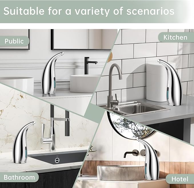 Automatic Liquid Soap Dispenser,300ML Touchless 4 Gear Adjustable,Countertop Electric Battery Operated White Hand Soap Dispenser with Sensor for Bathroom,Kitchen,Office