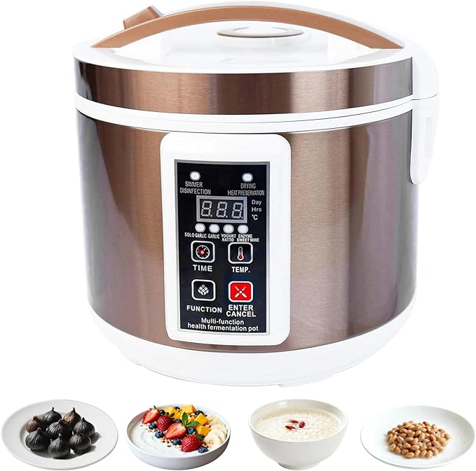 6L Black Garlic Fermenter,110V Yogurt Maker with Adjustable Temperature & Time Control,Garlics Maker Multi, Clove Garlic Cooker, Kimchi machine,Sweet Rice Wine Maker Full Automatic,Natto Maker