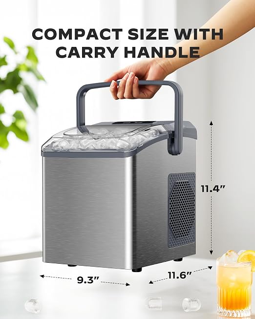 Marsail Ice Makers Countertop, 26 lbs per Day, Fast Ice in 6 Minutes, Self-Cleaning Ice Maker, Compact Countertop Ice Machine for Home, Kitchen/Office/Parties