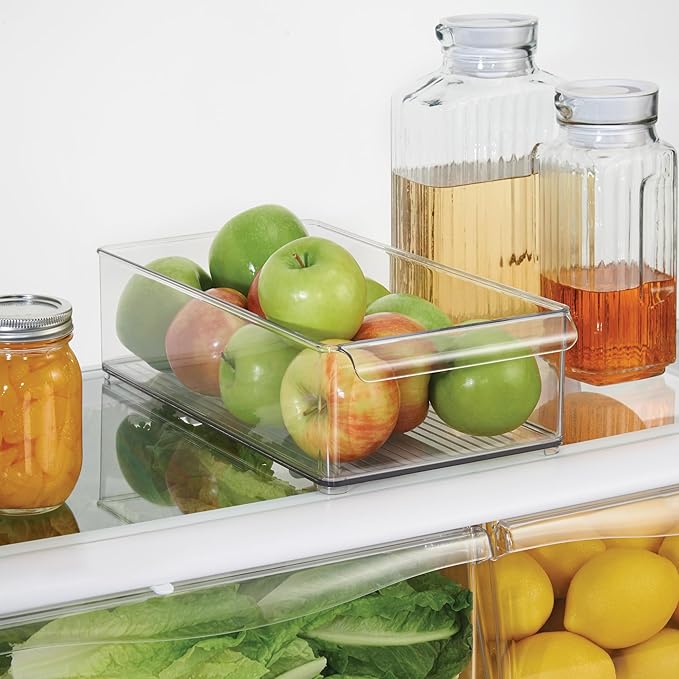 iDesign Stackable Fridge Storage Bin with Front Handle - Clear - Made in USA