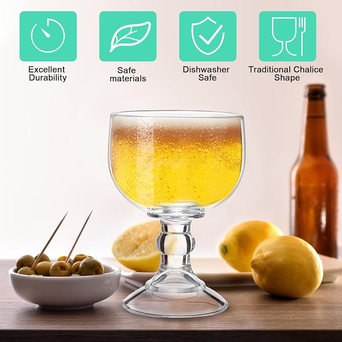 Sabary Set of 12 21.5 oz Schooner Margarita Glasses Bulk, Extra Large Shrimp Glass Clear Fishbowl Cup Thick Bottom Goblet Cocktail Glasses for Coronaritas Beer Margarita Juice Water