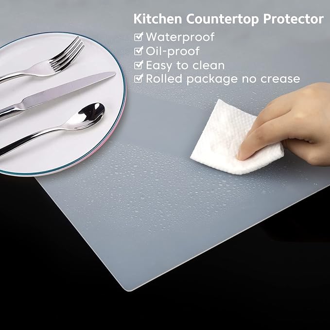 Extra Large Silicone Mat,Silicone Mats for Kitchen Counter Island Dinner Table Countertop Protector Heat Resistant Mat (120” x 48”, Translucent)