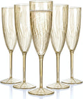 WDF 36PCS Brown Champagne Flutes Plastic - 6 OZ Disposable Champagne Flutes for Wedding/Birthday/Parties/Brindis