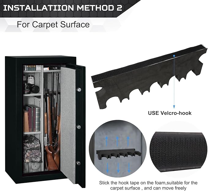 OCQOTAT Gun Rack for Gun Storage, Gun Safe Accessory for Rifles and Shotguns, Gun Holder in Gun Cabinet, Shotgun Rifle Rest, Foam Material with Magnetic Strip and Hook Strip , Gifts for Hunters