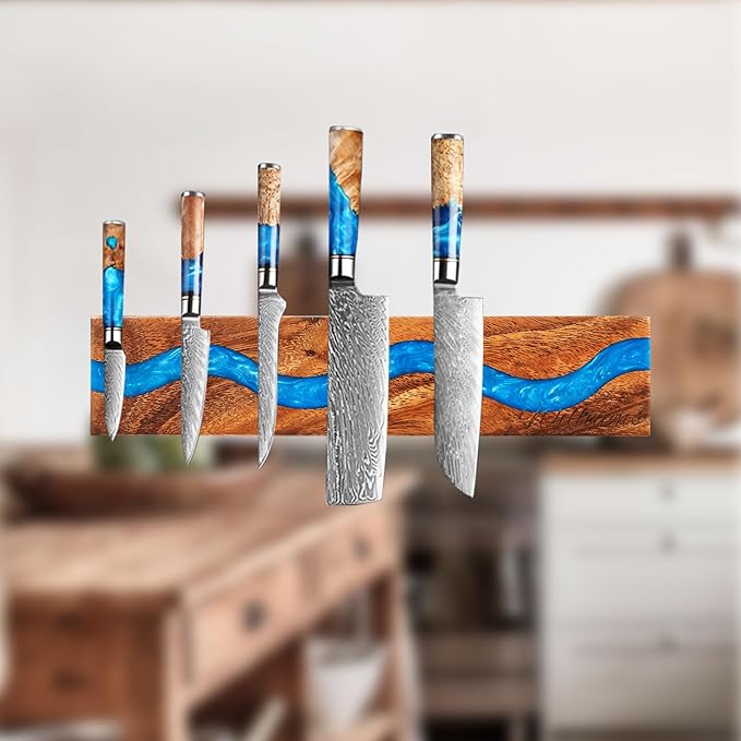 Personalized Magnetic Knife Holder for Wall, Restaurant Opening Gift, Housewarming Gift Wedding Gift, Made of Wood and Resin Magnetic Knife Strip