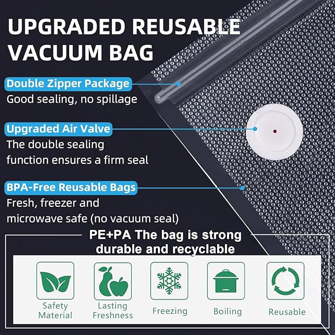 MOMODA Sous Vide Cooking Bags - Set of 20 | BPA-Free Reusable Vacuum Seal Bags (20 Medium)