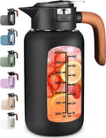 84oz Glass Pitcher with Lid and Handle Borosilicate Glass Water Jug/Carafe for Hot & Cold Beverages, 2.5Liter Large Pitcher with Silicone Sleeve & Wide Mouth, Fridge Safe for Iced Tea, Coffee, Juice