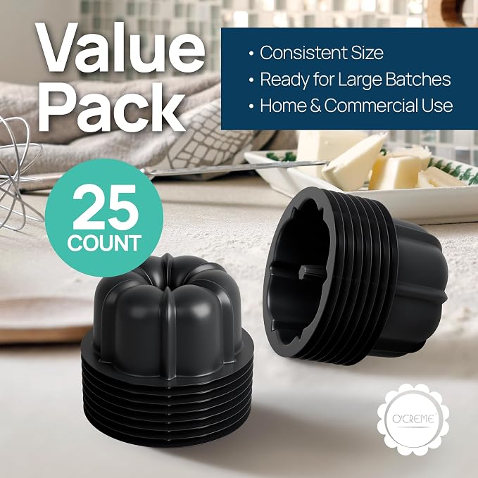 O’Creme Bakeable Plastic Mini Cake Pan & Jello Mold – Non-Stick Silicone Baking Pan – Reusable Mold For Baking, Desserts and More – 25 QTY Pack