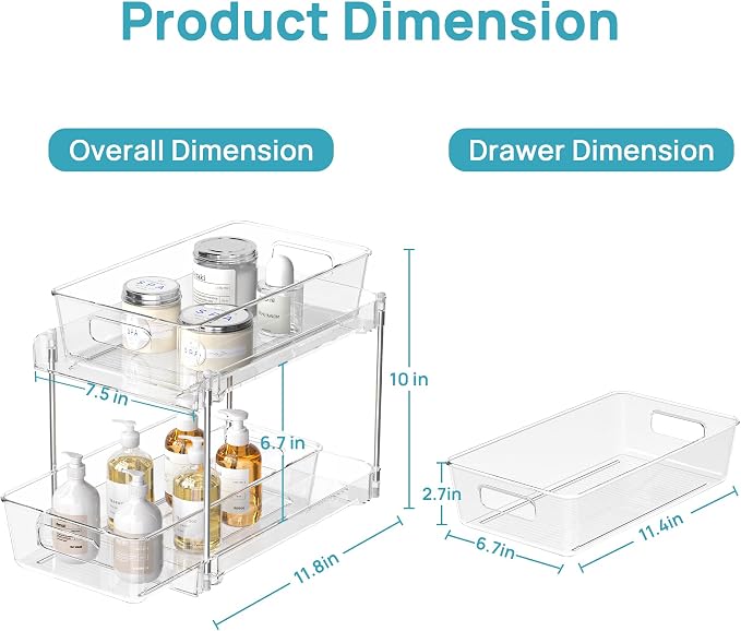 Vtopmart Under Sink Organization Sets, 25 Pack Drawer Organizer with 4 Pack 2-Tier Under Sink Organizers