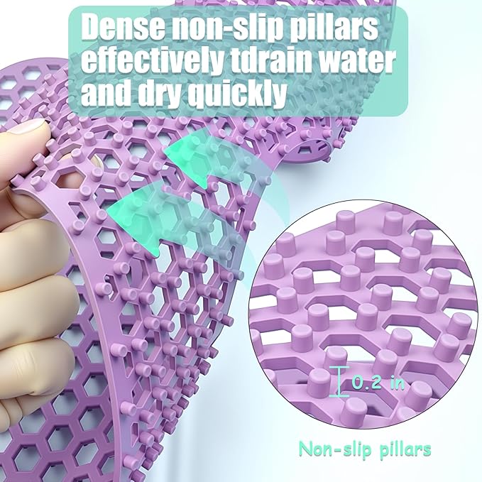 Silicone Sink Protectors for Kitchen - Non-Slip Heat Resistant Grid Mat for Farmhouse Porcelain Stainless Steel, Protects & Cushions Your Sink(Purple 1PCS, 12.4"x10.4" Center Drain)