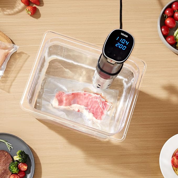 VEVOR Sous Vide Precision Cooker, 1100W Sous-Vide Cooking Machine, WIFI Immersion Circulator with LED Digital Display, Fast-Heating, Accurate Temperature & Timer Control, SUS304 Stainless Steel