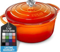 Zulay Kitchen 7.7 Quart Enameled Cast Iron Dutch Oven Pot with Lid – Premium Durability & Oven Safe up to 500°F – Heavy Duty Cookware Perfect for Bread Baking, Stews, Braising & Roasting – Orange