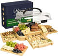 Charcuterie Board with Lid Gift Set - Cheese Bamboo Tray with Utensils, 2 Sauce Bowls,Fruit Tray and Food-Grade Seal Included - Portable with Handle for Travel, Parties, Kitchen Gifts for Women