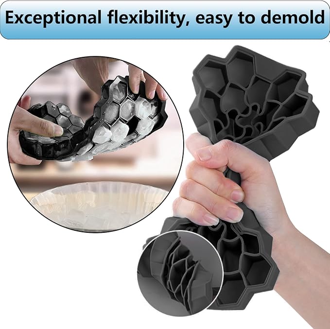 Ice Cube Trays with Lid-37 Square Silicone Ice Cube Molds, Easy-Release Reusable Small Ice Cubes for Iced Coffee Cocktail Whisky Chocolate Soup Food