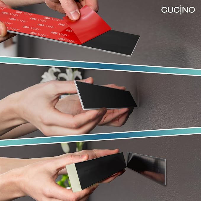 CUCINO Magnetic Knife Holder for wall, 10" no drilling required, includes self-adhesive tape, extra strong for holding knives – Awarded magnet strip – Beige Rubber