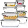 Vacuum Preservation Box 8 Pack Glass Food Storage Containers with Airtight Lids, Glass Meal Prep Containers, Bento Boxes for Lunch, for Microwave Crisper(Grey)