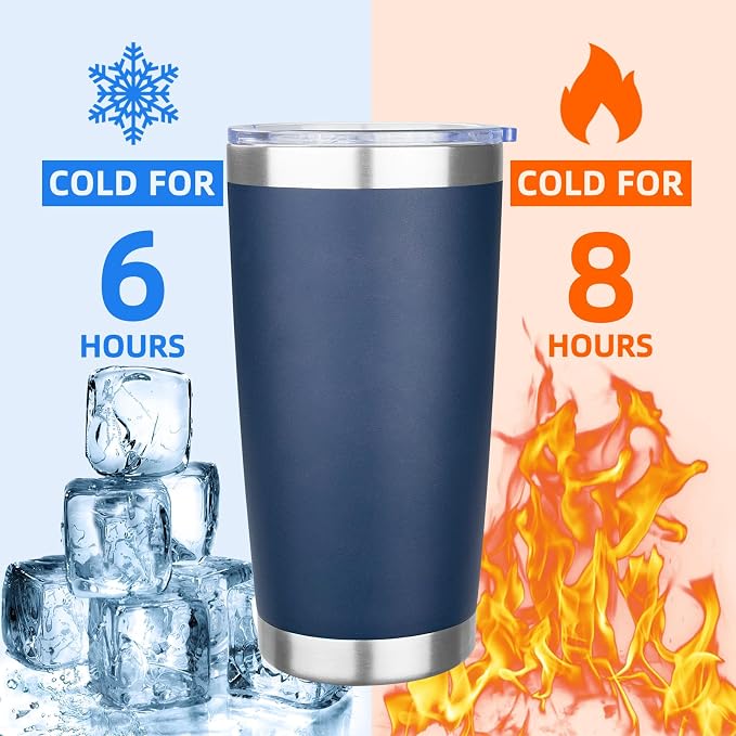 20oz Tumbler with Lid Stainless Steel Insulated Tumblers Travel Coffee Tumbler Bulk Double Wall Vacuum Insulated Water Cup Gifts for Christmas Women Men Her Him Home Office(Navy, 4pack)