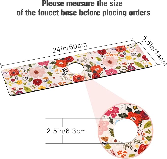 Sink Faucet Absorbing Mat, 2 Pack Drying Mat Around Faucet Sink Splash Guard Behind Faucet Sinkmat For Kitchen Bathroom Island Rv 24 * 5.5 Inch (60 * 14 cm)
