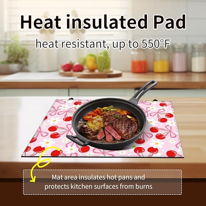 Decorative Electric Stove Top Covers, Heat Resistant Silicone Stove Cover Mat, Stove Top Protectors for Electric Flat Glass Stoves, Adds Extra Counter Space for Small Kitchens and Apartments