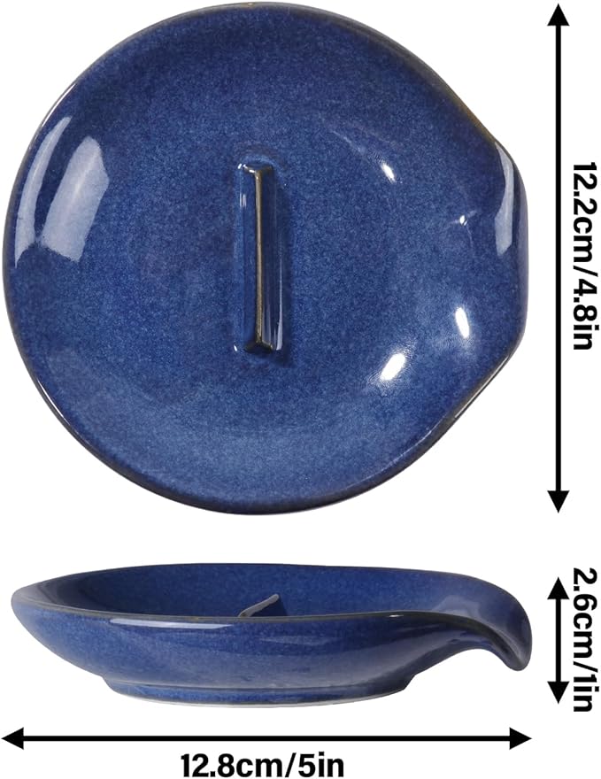 Spoon Holder, Spoon Rest for Kitchen,Ceramic Spoon Holder for Stove Top, Cooking Spoon Holder,Heat Resistant Utensil Rest for Countertop, Blue
